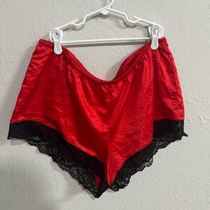 Red and Black Lace Trim Intimate Set